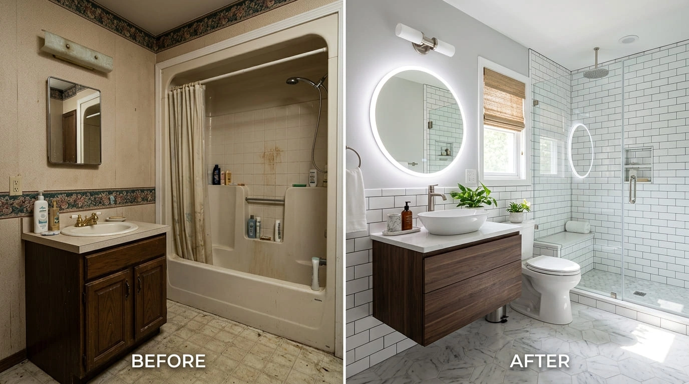 Bathroom Remodeling Before and After Ralston Arva Plumbing Arvada CO