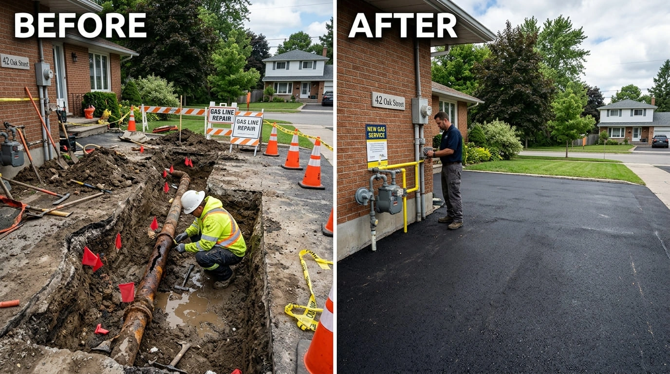 Gas line repair and replacement before and after by Ralston Arva Plumbing emergency plumber Arvada CO