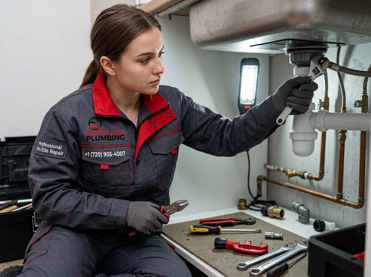 Kitchen sink plumbing repair by residential emergency plumber Ralston Arva Plumbing Arvada CO