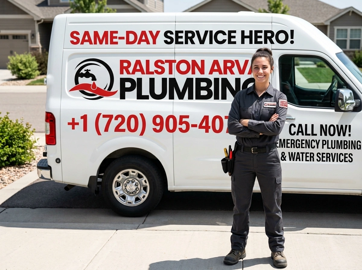 Ralston Arva Plumbing technician arriving for same day emergency plumbing service in Arvada CO with fully equipped van