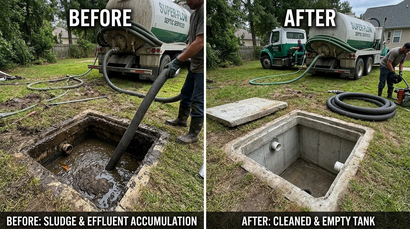 Septic Tank Cleaning Pumping Before and After Ralston Arva Plumbing Arvada CO